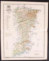 cca 1900 Posner Károly: Temes vármegye térképe / County map 24x30 cm