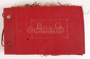 cca 1930 B. & G. szabómester áruminatkönyv és zománcozott szabómesteri tábla 20x30 cm