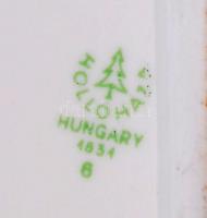 Hollóházi porcelán tál, kis lepattanással, matricás, jelzett, 20x17 cm