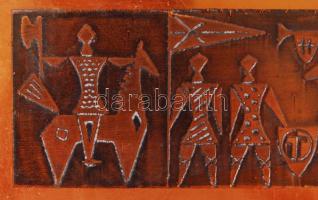 Tungsram feliratú rézből és fából készült tárolódobozka, 23x9x2 cm