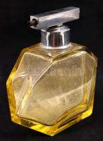 Csiszolt parfümös üveg kis lepattanással, m: 11 cm