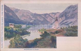 Bohinjsko jezero, Wocheinersee in Krain; Kärtner Seens XXII/9. Wiener Künstler-Postkarte, Philipp &amp; Kramer