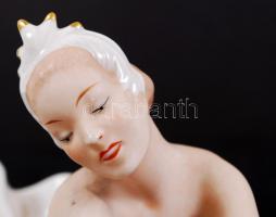 Wallendorf balerina, kézzel festett, jelzett, hibátlan, m:13 cm, h:25 cm/ Wallendorf Swan Lake balle...