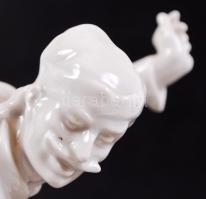 Herendi táncoló huszár, fehér mázas, jelzett, hibátlan, m:28 cm