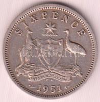 Ausztrália 1951. 6p Ag &quot;VI. György&quot; T:3 &lt;br/&gt;Australia 1951. 6 Pence Ag &quot;George VI&quot; C:F