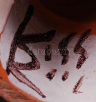 Kiss Roóz Ilona (1920-2010): Gyertyatartó. Festett mázas kerámia, jelzett, sérült, m:16 cm