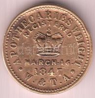 Nagy-Britannia 1847. Gyógyszertári zseton  Cu T:2-/3 ph.
Great Britain 1847. "Registered Apothe...