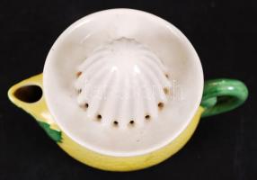 Zsolnay citromfacsaró és kiöntő, kézzel festett jelzett, hibátlan, 9×11 cm