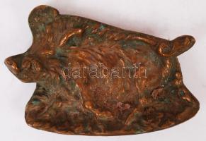 Régi dekoratív réz tétel: desszertes kanál készlet (6db), jegyzettartó töltő ceruzával, tűtartó, púd...