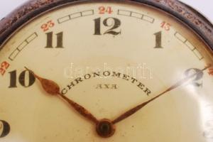 Chronometer ezüst (Ag.) tokos zsebóra, másodpercmutatós, jelzett, hátul monogramos, nem működik, bru...