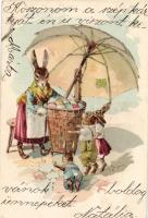 Easter rabbits, eggs litho