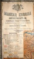 1899 Magyar Korona Országainak iskolai fali térképe, tervezte: Kogutowicz Manó, Kogutowicz és Társa ...