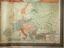 1899 Európa iskolai fali térképe, tervezte: Kogutowicz Manó, Kogutowicz és Társa Magyar Földrajzi In...
