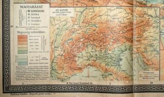 1899 Európa iskolai fali térképe, tervezte: Kogutowicz Manó, Kogutowicz és Társa Magyar Földrajzi In...