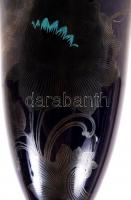 Rosenthal ezüsttel díszített lótusz váza, kézzel festett, jelzett (1000/1000), hibátlan, kopott, m:2...