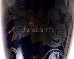 Rosenthal ezüsttel díszített lótusz váza, kézzel festett, jelzett (1000/1000), hibátlan, kopott, m:2...