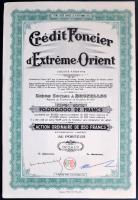 Belgium 1925. &quot;Crédit Foncier d&#039;Extréme-Orient&quot; részvény 250Fr-ról szelvényekkel T:I- &lt;br/&gt;Belgium 1925. &quot;Crédit Foncier d&#039;Extréme-Orient&quot; share about 250 Francs with coupons C:AU