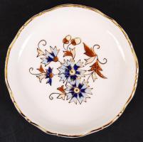 Kézzel festett búzavirág mintás Zsolnay porcelán tálka, jelzett, hibátlan, m:12 cm/ &lt;br/&gt;Handpainted Zsolnay chinaware plate