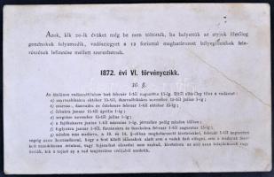 1880 Vadászati jegy / Hunter card