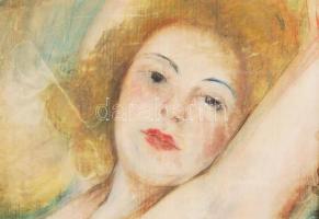 Jelzés nélkül: Női félakt. pasztell, papír, üvegezett keretben, 66×50 cm