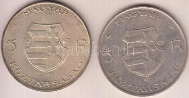 1947. 5Ft Ag "Kossuth" (2x) T:3