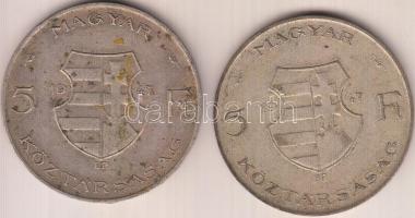 1947. 5Ft Ag "Kossuth" (2x) T:3