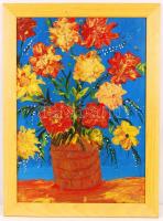 Dilinkó Gábor (1929-): Virágcsendélet. Olaj, farost, jelzett, keretben 60×42 cm