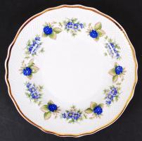 Hollóházi szedermintás süteményes készlet, 1 db süteményes kínálótál, 6 db süteményes kistányér, hib...