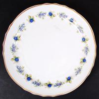 Hollóházi szedermintás süteményes készlet, 1 db süteményes kínálótál, 6 db süteményes kistányér, hib...