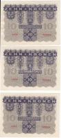 Ausztria 1922. 10K (3x) egymásutáni sorszámmal! T:I
Austria 1922. 10 Kronen (3x) sequential serial n...