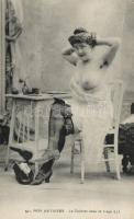 Half nude lady, French erotic postcard, Francia erotikus képeslap