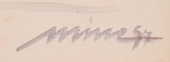 Hincz jelzéssel: Arcok. Vegyes technika, papír, jelzett, paszpartuban, 41×29 cm