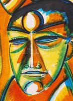 Hincz jelzéssel: Férfi fej. Vegyes technika, papír, jelzett, paszpartuban, 32×21 cm