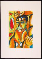 Hincz jelzéssel: Férfi fej. Vegyes technika, papír, jelzett, paszpartuban, 32×21 cm