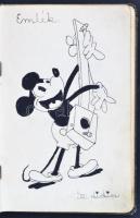 1938-1942 Régi emlékkönyv, külsején díszítéssel, belsejében sok szép rajzzal