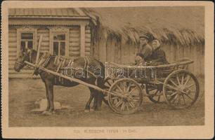 Russian family, horse cart