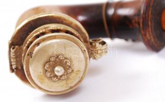 Tájték pipa, jelzett (Scheiber János Komárom), réz fedővel, jó állapotban, h:59 cm