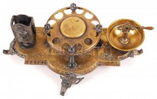 Antik török asztali szivartartó szett, sérült, h:29 cm, m:12 cm