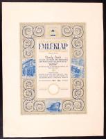 1940 Bp., A Ganz és Társa Villamossági Gép-, Waggon- és Hajógyár R.T. által vasfúrós számára kiállított díszes nagyméretű emléklap