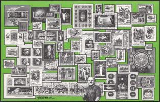 Vertel József bélyeggrafikus aláírása bélyeggel ellátott borítékon