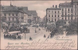 Wroclaw, Breslau; Tauentzienplatz / square with tram