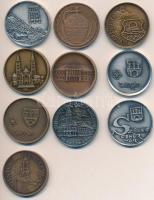 DN 10db klf bronz és fém városi érem, közte "Sopron", "Makó", Hódmezővásárhely s...