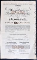 Budapest 1922. &quot;Magyar Országos Központi Takarékpénztár&quot; Záloglevél 500K-ról szelvényekkel T:I-