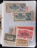 Vegyes magyar bankjegy tétel albumba rendezve, közte 1904. 10K + 1919. 10K + 1918. 200K + 1918. 10.0...