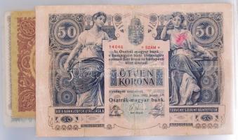 Vegyes magyar bankjegy tétel albumba rendezve, közte 1904. 10K + 1919. 10K + 1918. 200K + 1918. 10.0...