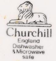 Hiányos Churchill England étkészlet, 6 db lapostányér, 1 db mélytányér, 2 db süteményes tányér