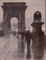 cca 1920-1930 Kerny István (1879-1963): Lánchíd, bal oldali közlekedéssel, vintage fotóművészeti alk...