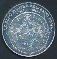 DN "A magyar nemzet pénzérméi - Az első magyar feliratú pénz 1848-1849." Ag (0,999) emlékérem (10,37g/35mm) T:PP