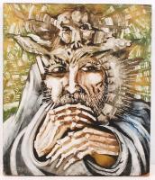 Péli Tamás (1948-1994): Ősapánk I. Olaj, pozdorjalap, jelzett, 47×41 cm