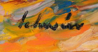 Schéner Mihály (1923-2009): Kikötő. Olaj, farost, jelzett, keretben, 50×70 cm